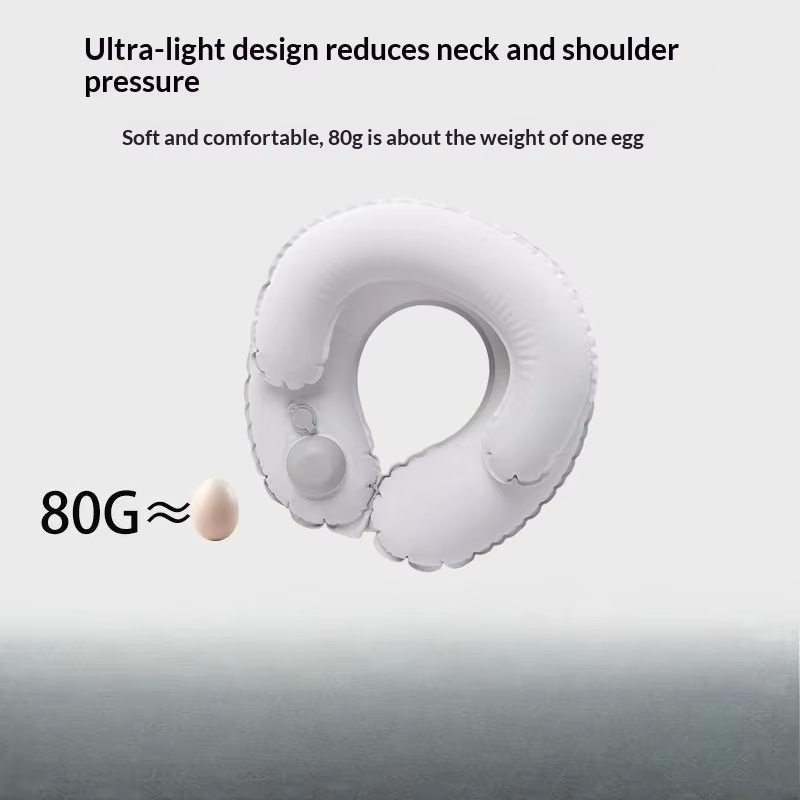 Inflatable U-shaped Neck Pillow Inflate Double Layer Travel Pillow Portable Cervical Support Cushion for Airplane Car Office Nap