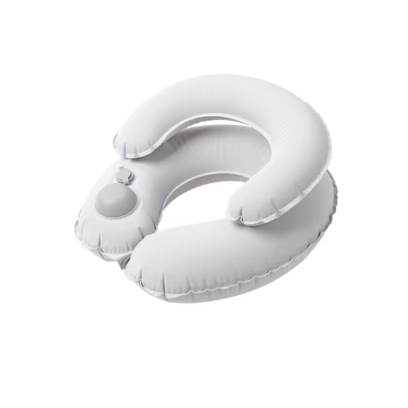 Inflatable U-shaped Neck Pillow Inflate Double Layer Travel Pillow Portable Cervical Support Cushion for Airplane Car Office Nap