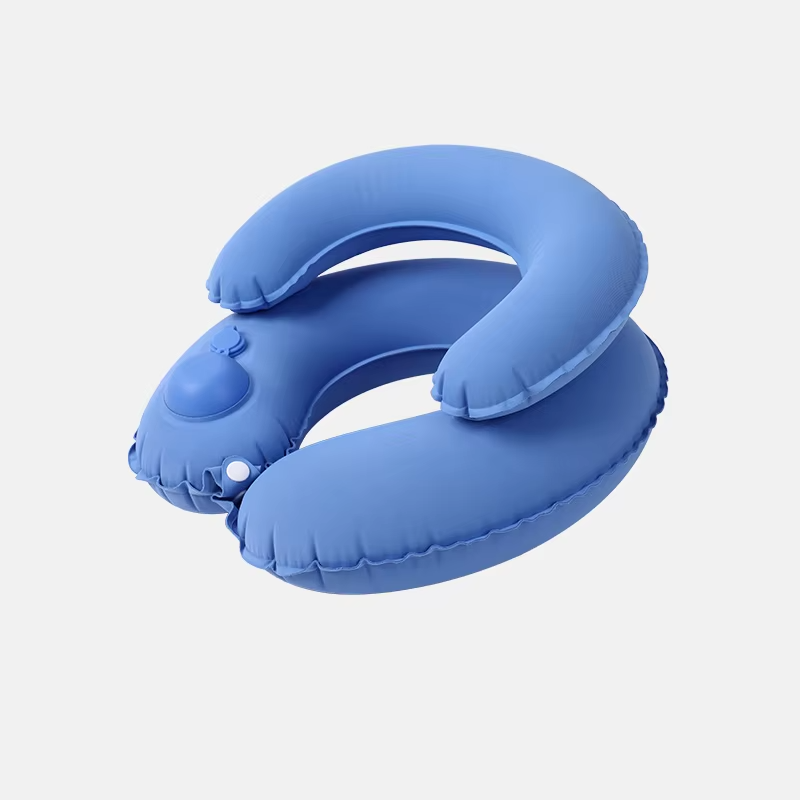 Inflatable U-shaped Neck Pillow Inflate Double Layer Travel Pillow Portable Cervical Support Cushion for Airplane Car Office Nap