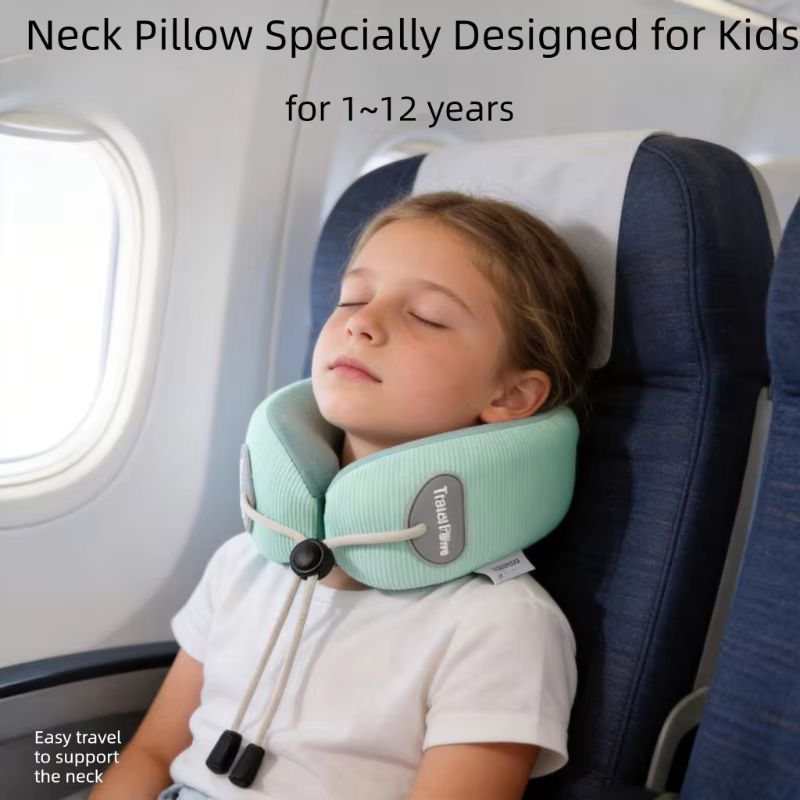 Kid Kid U-Shaped Memory Foam Neck Pillow for Naps Travel Slow Rebound 360° Support Neck Pillow with Removable Cover for Children
