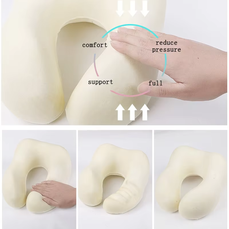 Kid Kid U-Shaped Memory Foam Neck Pillow for Naps Travel Slow Rebound 360° Support Neck Pillow with Removable Cover for Children
