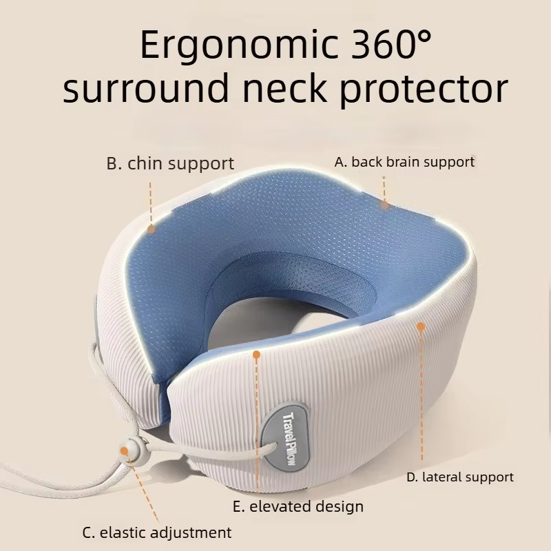 Kid Kid U-Shaped Memory Foam Neck Pillow for Naps Travel Slow Rebound 360° Support Neck Pillow with Removable Cover for Children