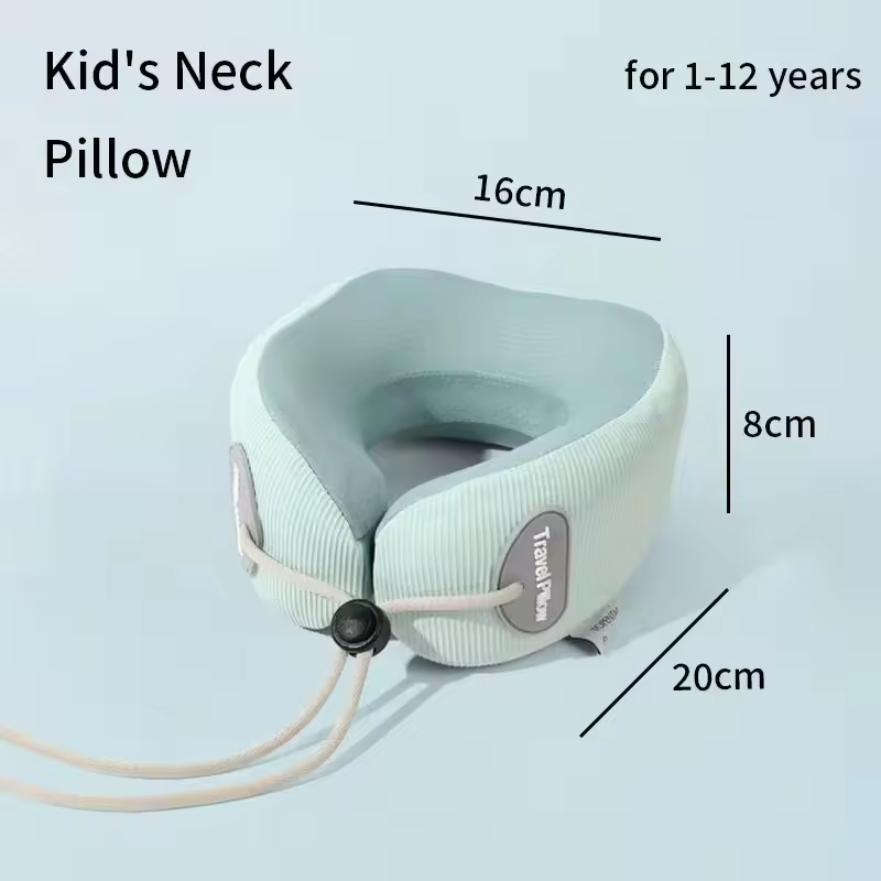 Kid Kid U-Shaped Memory Foam Neck Pillow for Naps Travel Slow Rebound 360° Support Neck Pillow with Removable Cover for Children