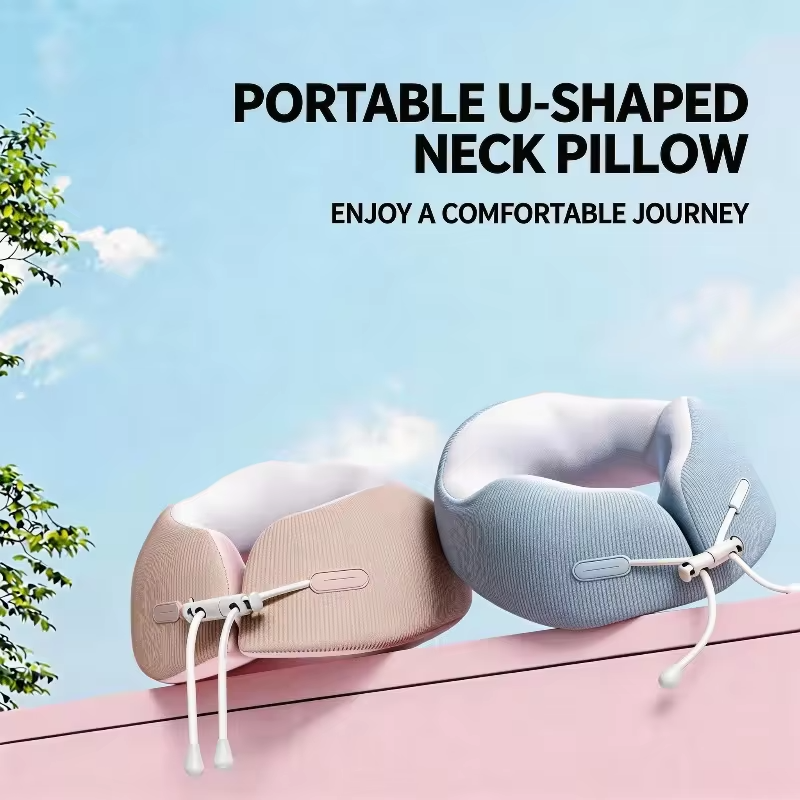U-shaped  Ergonomic Memory Foam Travel Neck Pillow Super Soft Material Adjustable Flight Pillow For Nursing Sleeping Travelling