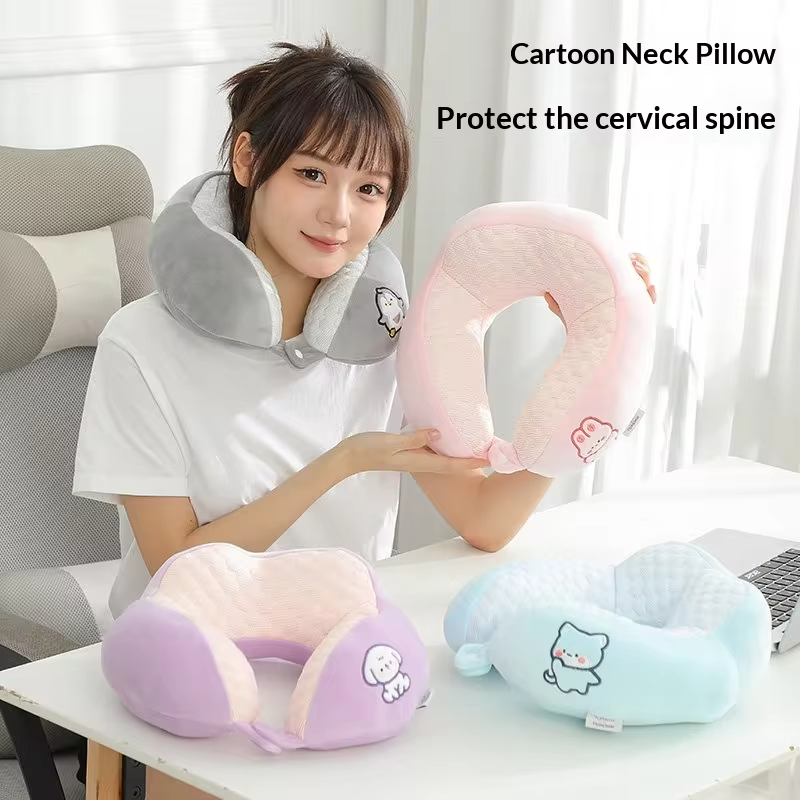 Cartoon Penguin Memory Foam Neck Pillow 360° Surround Support U-shaped Travel Pillow for Airplane Car Office Nap