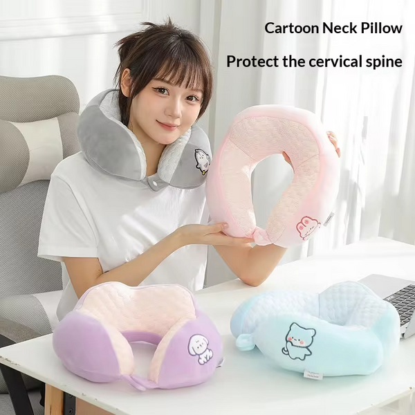 Cartoon Penguin Memory Foam Neck Pillow 360° Surround Support U-shaped Travel Pillow for Airplane Car Office Nap
