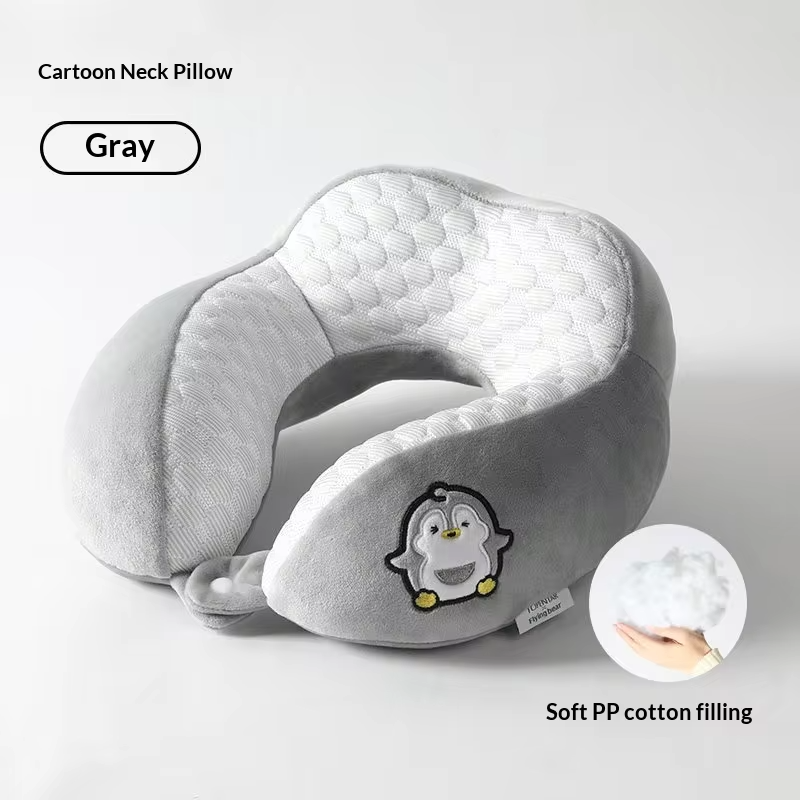 Cartoon Penguin Memory Foam Neck Pillow 360° Surround Support U-shaped Travel Pillow for Airplane Car Office Nap