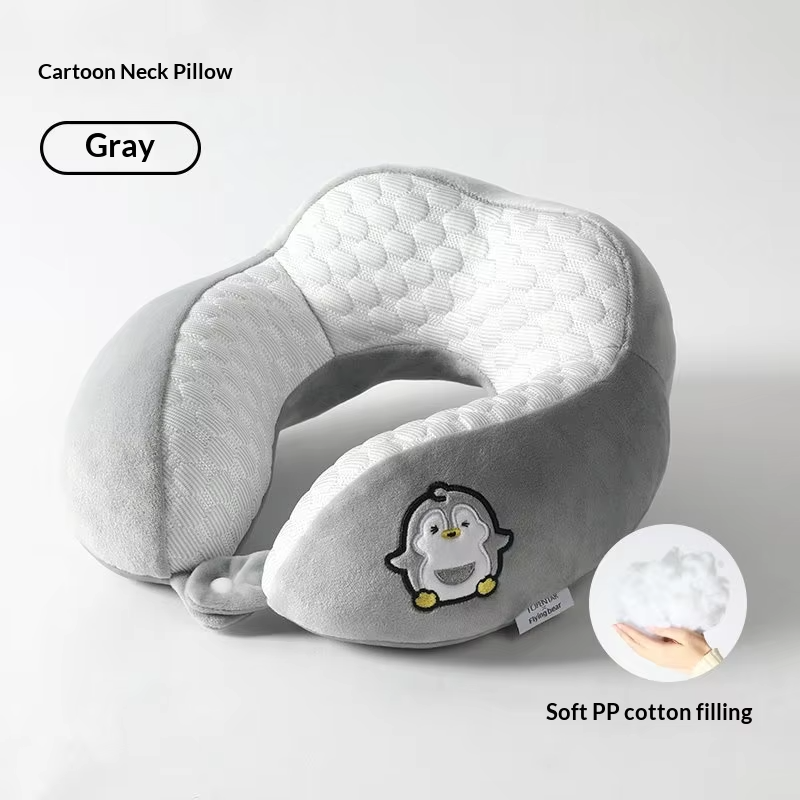 Cartoon Penguin Memory Foam Neck Pillow 360° Surround Support U-shaped Travel Pillow for Airplane Car Office Nap