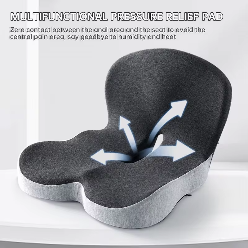 Memory foam One-piece Seat Cushion Backrest Office Chair Cushion Massage Lumbar Support Pain Relief Breathable Car Butt Pad