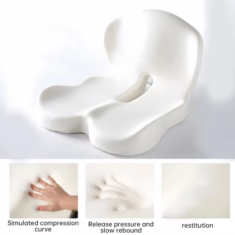 Memory foam One-piece Seat Cushion Backrest Office Chair Cushion Massage Lumbar Support Pain Relief Breathable Car Butt Pad