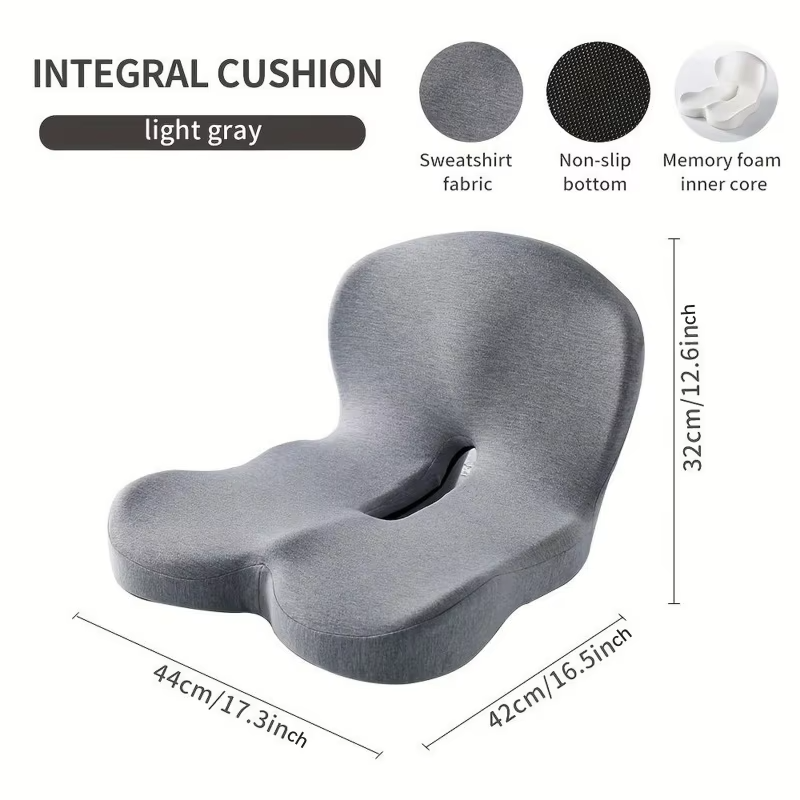Memory foam One-piece Seat Cushion Backrest Office Chair Cushion Massage Lumbar Support Pain Relief Breathable Car Butt Pad