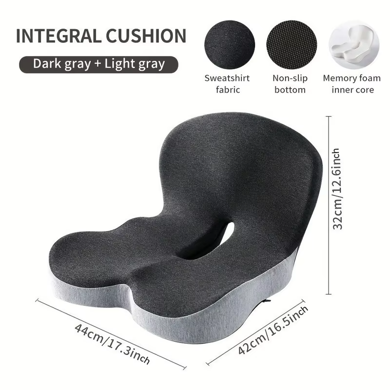 Memory foam One-piece Seat Cushion Backrest Office Chair Cushion Massage Lumbar Support Pain Relief Breathable Car Butt Pad