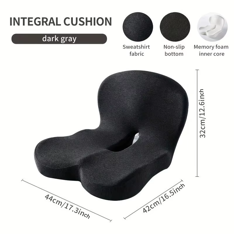 Memory foam One-piece Seat Cushion Backrest Office Chair Cushion Massage Lumbar Support Pain Relief Breathable Car Butt Pad